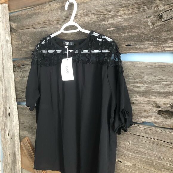 Yoins NWT plus size 16 sheer shoulder top - Picture 3 of 5